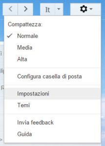 Pannello impostazioni gmail