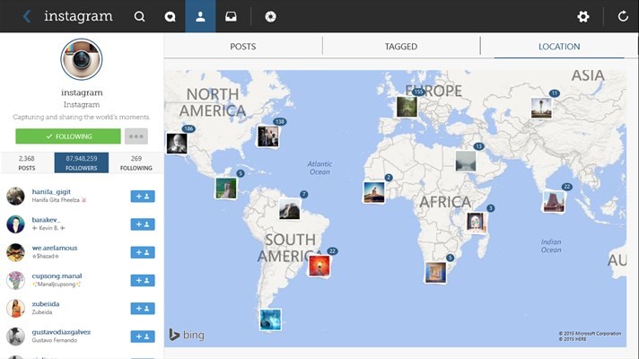 instagram su pc, visualizzare il proprio account e i luoghi delle foto