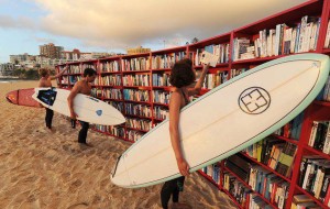 Celebrating the 30th birthday of the IKEA BILLY bookcase on Bondi Beach, Sydney, Australia