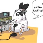 coniglio radioamatore che trasmette su varie radiofrequenze